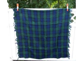 Small Blue And Green Checkered Wool Throw