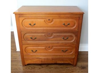 Victorian Eastlake Period 3 Drawer American Chestnut Dresser - An Almost Extinct Wood