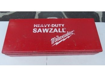 Original Milwaukee Sawzall In Metal Box W/Lots Of Extra Blades - Good Condition