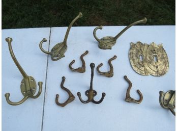 Group Of Brass Coat Hooks