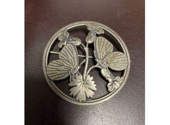 Georg Jensen Sterling Brooch Signed . Butterflies.