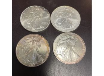 4 American Eagle Silver Dollars .999 Purity UNC