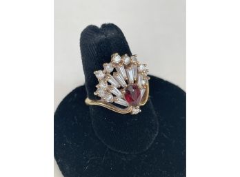 14k Heavy Gold Electroplate Cocktail Ring