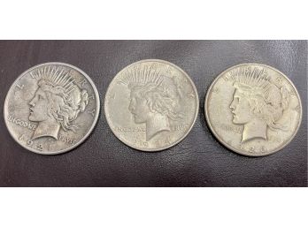 3pc . American  Peace Silver Dollars . 90 Percent Silver . Nice Condition