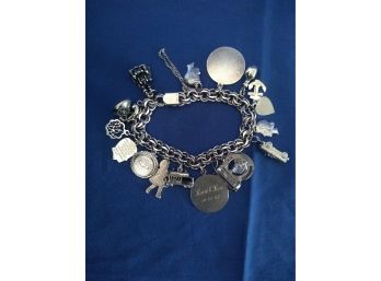 FULL Vintage 1960s Sterling Silver Charm Bracelet - 17 Charms