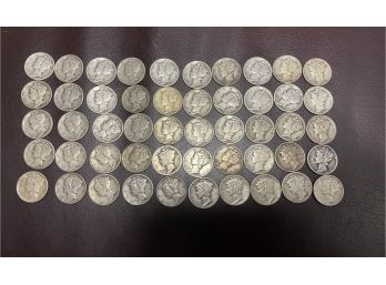 50 Mercury Dimes . Mixed Dates. Teens , 20s, 30s 40s,