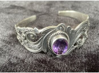 Beautiful Sterling Silver And Amethyst Bracelet