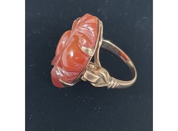 10k Gold Ring W/ Carved Stone