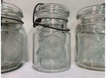 Three Vintage Ball Ideal Mason Jars (with Lids)