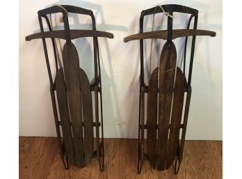 Set Of Two Vintage Flexible Flyer Airline Junior Sleds