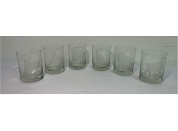 Vintage Rock Glass Set - Etched Glass Depicting Types Of Cats