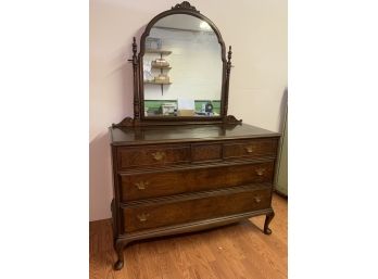 Victorian Berkey & Gay Low Dresser With Mirror