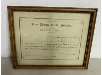 Antique 1900 New Haven Public School Lovell School Degree Signed