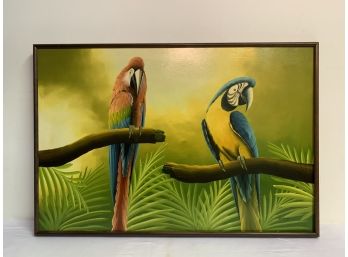 Tropical Parrot Painting Signed Grady