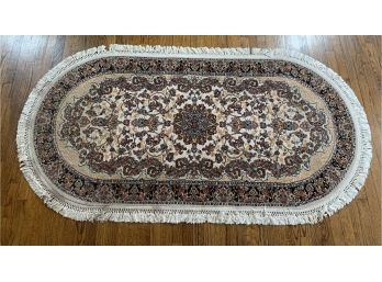 Turkish Oval Cream/Black Floor Rug