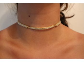 Gold Tone Rhinestone Choker