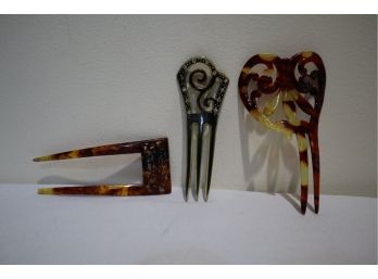 3 Vintage Hair Combs