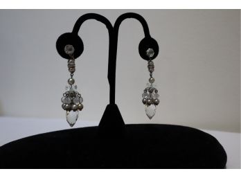 Crystal Chandelier Screw Back Earrings