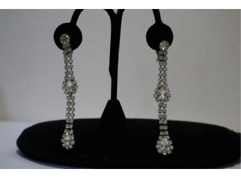 Rhinestone Chandelier Clip On Earrings