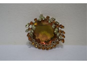 Rhinestone Pin Pendent Orange And Light Green