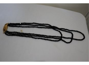 Judith McCann Designs Black Plastic Beaded 3 Strand Necklace