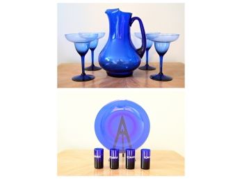 Blue Pitcher And Margarita Glasses & More