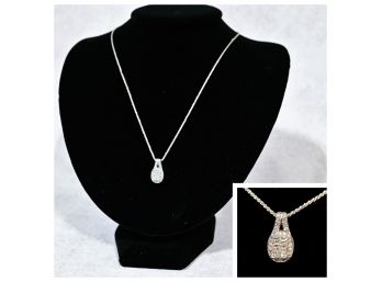 1 Carat (TW) Diamond Pendant With 14 KT White Gold Necklace