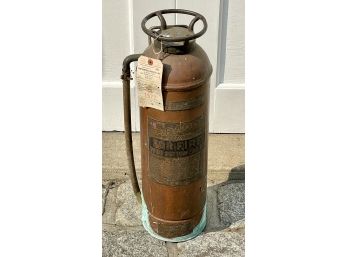 Vintage - The Paragon - Copper & Brass Fire Extinguisher - Note Corrosion At Bottom