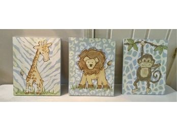 Decorative  Nursery Paintings - Giraffe, Lion & Monkey