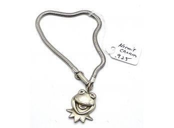 Kermit The Frog Sterling Silver Charm And Chain