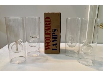 Lot Of Four - Wolfard Glass Oil Lamps