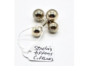 Tiffany & Co Sterling Silver Barbell Ball Cuff Links