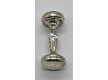 Vintage Sterling Silver - Dumbbell Baby Rattle From Webster Sterling