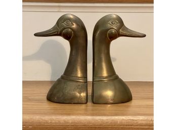 Pair Of Brass Duck Bookends