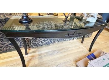 Thick Glass Side/Occasional Table Mixed Metal Detail