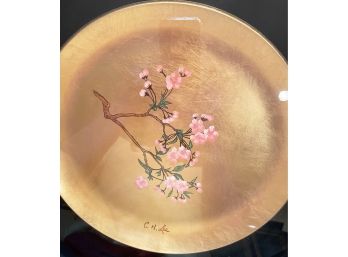 C.H Lee Signed Gold Embellished Framed Wall Decor Cherry Blossom Set Of 2