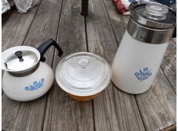 Pyrex Ovenware Bowl, T-Pot, Coffee Pot