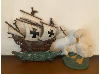 Cast  Metal Ship Wall Art  & Cast Metal  Duck Door Stop