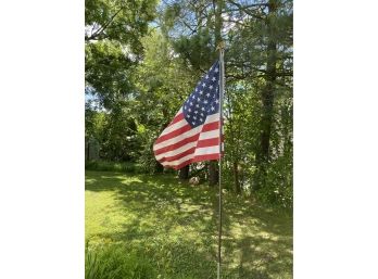 American Flag And Pole With Eagle Finial GOD BLESS  AMERICA