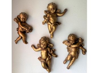 Group Of Four Gilt Gold Putti/Cherubs