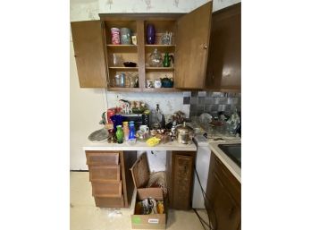 Contents Of Kitchen Cabinets, Counter & Christmas Ornaments.