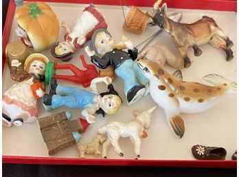 Lot Of Glass, Ceramic & Plastic  Figurines ,  Swans, Hummingbirds, Ceramic Seal, Donkey & More