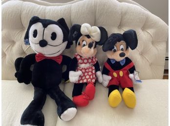 Felix The Cat, Mickey & MInnie Mouse Stuffed Animals Brand New  By Applause