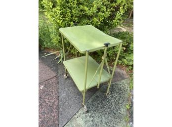 MCM  Green Metal Folding Rolling Cart  On Wheels