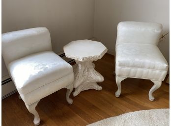 Vintage Pair Of Slipper Vanity Chairs With Plaster Side Stand