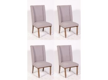 Set Of Four Grey Upholstered Chairs