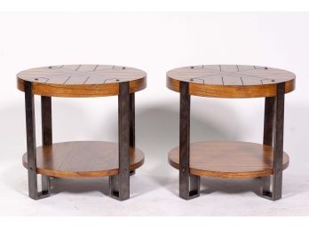 Pair Of Modern Industrial End Tables