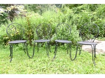 Set Of Four Scrolled Metal Patio Chairs