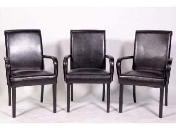 Trio Of Black Leather Chairs