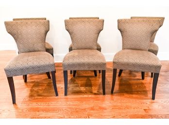 Set Of Six Crate & Barrel Upholstered Dining Chairs